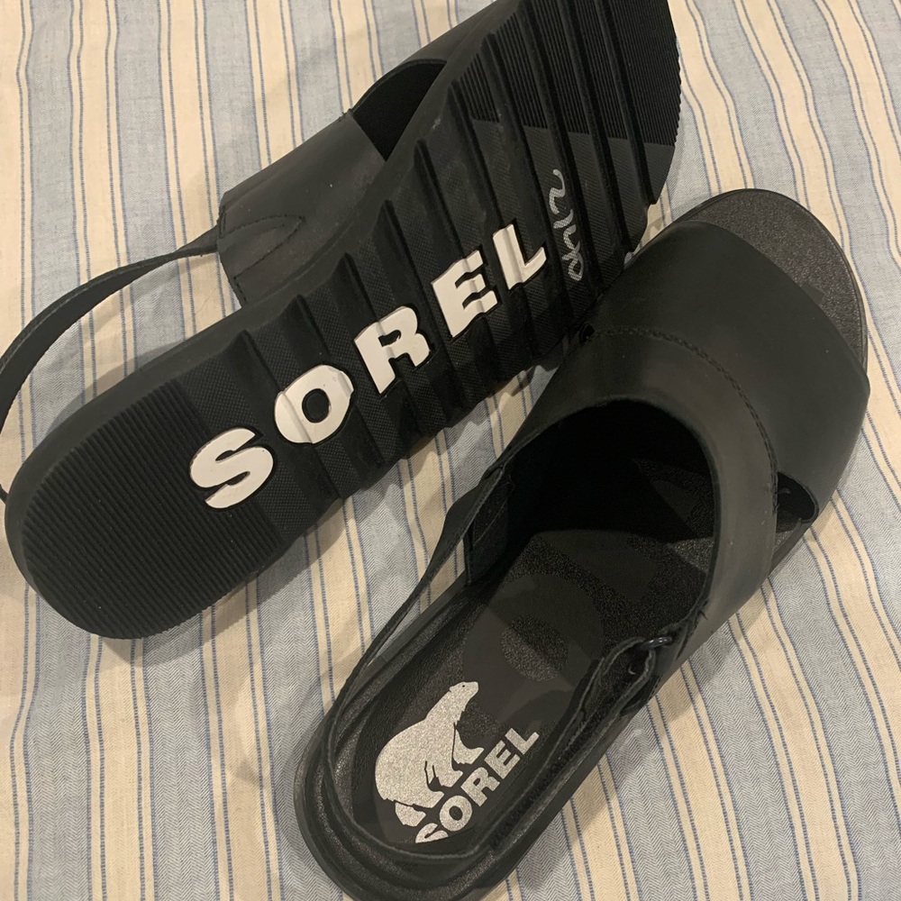 Sorel black leather sandal